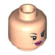 Minifig Head Red Harrington, Dark Pink Lips Eyebrow Raised / Scared Print Hellnougat