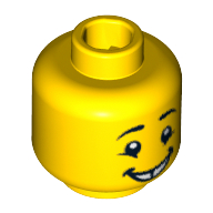 Minifig Head Holiday Elf, Eyebrows, Cheek Lines, Gap Toothed Smile Print [Hollow Stud] Yellow