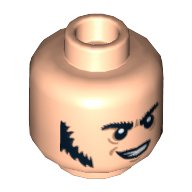 Minifig Head Jesus, Dark Brown Sideburns and Crooked Smile Print [Hollow Stud] Hellnougat
