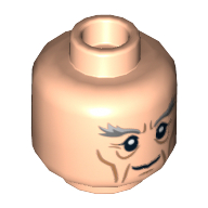 Minifig Head Gandalf / Ant-Man (Hank Pym), Thick Gray Eyebrows, Smile / Angry Print Hellnougat