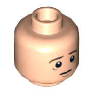 Minifig Head Frodo Baggins, Brown Eyebrows Worried / Angry Print Hellnougat
