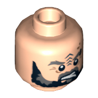 Minifig Head Corsairs of Umbar, Dual Sided, Beard, Tattoo and Eyebrow Ring Angry / Surprised Print [Hollow Stud] Hellnougat