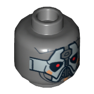 Minifig Head Sith Warrior, Silver Mask and Red Eyes Print Dunkelblaugrau