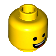 Minifig Head Emmet, Open Lopsided Smile / Laughing Print Gelb