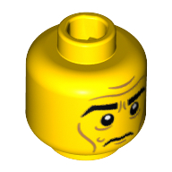 Minifig Head Abraham Lincoln, Eyebrows, Cheek Lines, White Pupils Print [Hollow Stud] Yellow