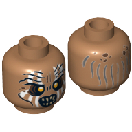Minifig Head Orc, Painted Vertical Lines Print [Hollow Stud] Mittelnougat