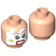 Minifig Head Henchman (Goon), Face Paint with Red Lips and Eyebrows, Green Cheeks, Angry Print Hellnougat