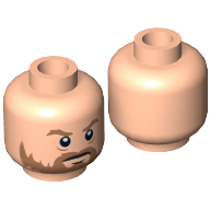 Minifig Head Rebel Trooper, Beard and Scowl Print [Hollow Stud] Hellnougat