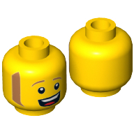 Minifig Head Ice Cream Mike, Sideburns, Open Mouth Smile with Teeth and Tongue Print [Hollow Stud] Gelb