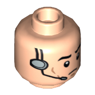 Minifig Head, Eyebrows, Cheek Lines and Headset Print Hellnougat