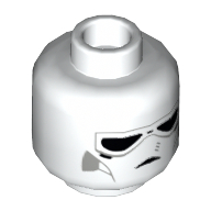 Minifig Head V-wing Pilot, Full Face Mask and Goggles Print [Hollow Stud] White