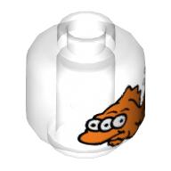 Minifig Head 3-Eyed Orange Fish Print [Hollow Stud] Trans-Clear