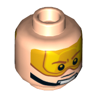 Minifig Head Luke Skywalker, Orange Visor, Brown Eyebrows, Chin Strap, Visor Down / Visor Up Print Hellnougat
