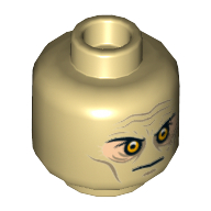 Minifig Head Darth Vader, Orange Eyes, Wrinkles, Scar and Two Large Scars on Back Print [Hollow Stud] Beige