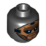 Minifig Head Foot Soldier, Balaclava, Nougat Face, Brown Beard Print [Hollow Stud] Black