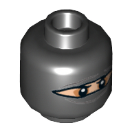 Minifig Head Foot Soldier, Balaclava with Narrow Eye Hole, Eyebrows Print [Hollow Stud] Schwarz
