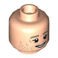 Minifig Head Owen Lars, Dark Tan Eyebrows, White Pupils, Stubble and Age Lines Print Hellnougat