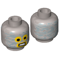 Minifig Head Emmet, Yellow Eyes and Mouth, Aluminum Foil Print [Hollow Stud] Flat Silver