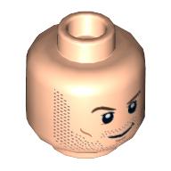 Minifig Head Star-Lord (Peter Quill) / Winter Soldier / Owen Grady, Beard Stubble, Brown Eyebrows, Smiling / Angry Clenched Teeth Print Hellnougat
