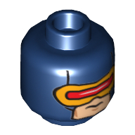 Minifig Head Cyclops, Mask with Red and Gold Visor Print Dunkelblau
