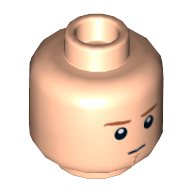 Minifig Head Obi-Wan Kenobi / Captain America (Steve Rogers), Dual Sided, Dark Orange Eyebrows and Chin Dimple, Neutral / Angry Print [Hollow Stud] Hellnougat