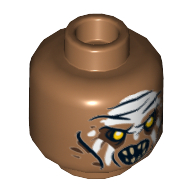 Minifig Head Orc, White Painted Forehead Print [Hollow Stud] Medium Nougat