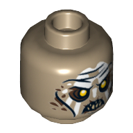 Minifig Head Orc, White Face Paint Print [Hollow Stud] Dunkelbeige