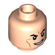 Minifig Head Boba Fett, Smile with Teeth, Arched Eyebrows, White Pupils and Scars Print [Hollow Stud] Hellnougat