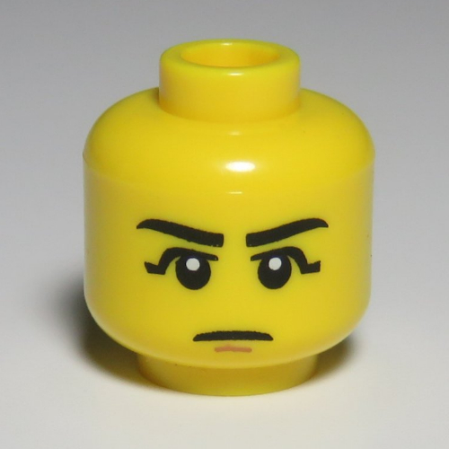 Minifig Head Egyptian Warrior, Eyebrows, Black Eye Shadow, Chin Dimple Print [Hollow Stud] Gelb