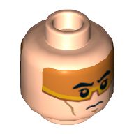 Minifig Head Clone Pilot, Dual Sided, Orange Visor, Eyebrows, Determined / Angry Print [Hollow Stud] Hellnougat