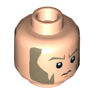 Minifig Head Agent Alexsandr Kallus, Dark Tan Eyebrows and Large Sideburns, Determined / Sad Print Hellnougat