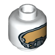 Minifig Head Batman, Space Mask with Gold Face Port Print [Hollow Stud] White
