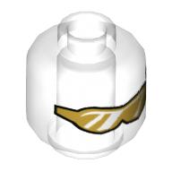 Minifig Head Invizable, Glasses with Gold Lenses with Reflective Lines Print [Hollow Stud] Trans-Clear