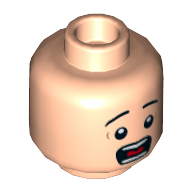 Minifig Head ACU Trooper, Eyebrows, Wide Eyes, Open Mouth, Teeth and Tongue, Surprised Print [Hollow Stud] Hellnougat