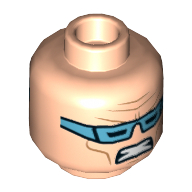 Minifig Head Captain Cold, Dual Sided, Medium Blue Goggles, Smile with Teeth / Clenched Teeth Print [Hollow Stud] Hellnougat