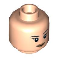 Minifig Head Supergirl / Scarlet Witch, Eyebrows, Eyelashes, Medium Nougat Lips, Smiling / Bared Teeth with Red Eyes Print Light Nougat