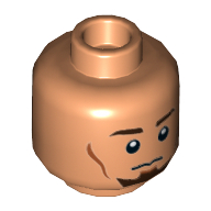 Minifig Head Kanan Jarrus, Dark Brown Eyebrows, Goatee, Cheek Lines, Smile / Neutral Print Nougat