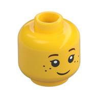 Minifig Head Sally, Girl, Eyelashes, Freckles, Smile Yellow