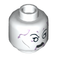 Minifig Head Asajj Ventress, White Eyes and Dark Bluish Gray Lips Print [Hollow Stud] White