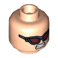 Minifig Head Hawkeye, Reddish Brown Eyebrows, Stern Expression / Dark Red Goggles (Glasses), Clenched Teeth Print Hellnougat