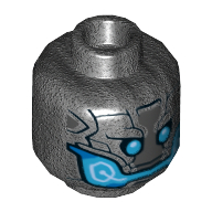 Minifig Head Ultron, Dual Sided, Blue Eyes and Mouth Print [Hollow Stud] Perltitan