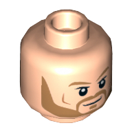 Minifig Head Thor, Dual Sided, Light Brown Eyebrows and Beard, Smile / Angry Print [Hollow Stud] Hellnougat