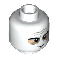 Minifig Head Darth Vader, Pink Sunken Eyes, Wrinkles, Scar and Two Large Scars on Back Print [Hollow Stud] White