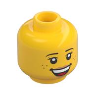 Minifig Head Feldman / Rivera, Eyebrows, Freckles, Open Smile Teeth / Sleeping, Closed Eyes Print Gelb