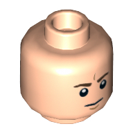 Minifig Head, Dark Brown Furrowed Eyebrows, White Pupils, Straight Line Mouth (Frown) and Curved Chin Line Print Hellnougat