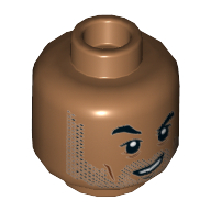 Minifig Head Simon Masrani, Eyebrows, Stubble Beard, Scared / Crooked Grin, Eyebrow Raised Print Mittelnougat