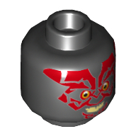 Minifig Head Darth Maul, Red Face, Evil Smile Print [Hollow Stud] Schwarz