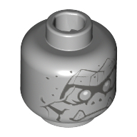 Minifig Head Gargoyle, Cracks, Fangs and Speckled Stone Print Light Bluish Gray