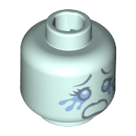 Minifig Head Banshee, Dark Bluish Gray Eyebrows, Tears, Open Mouth Light Aqua