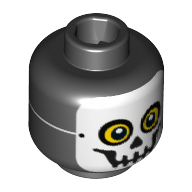 Minifig Head Skeleton Guy, Skull Mask with Yellow Eyes and Tied String on Back Print [Hollow Stud] Black
